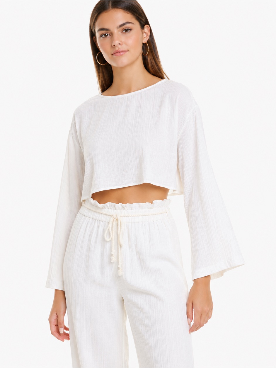 Onia Nwt Beach Gauze Crop Top White Women Size Xl